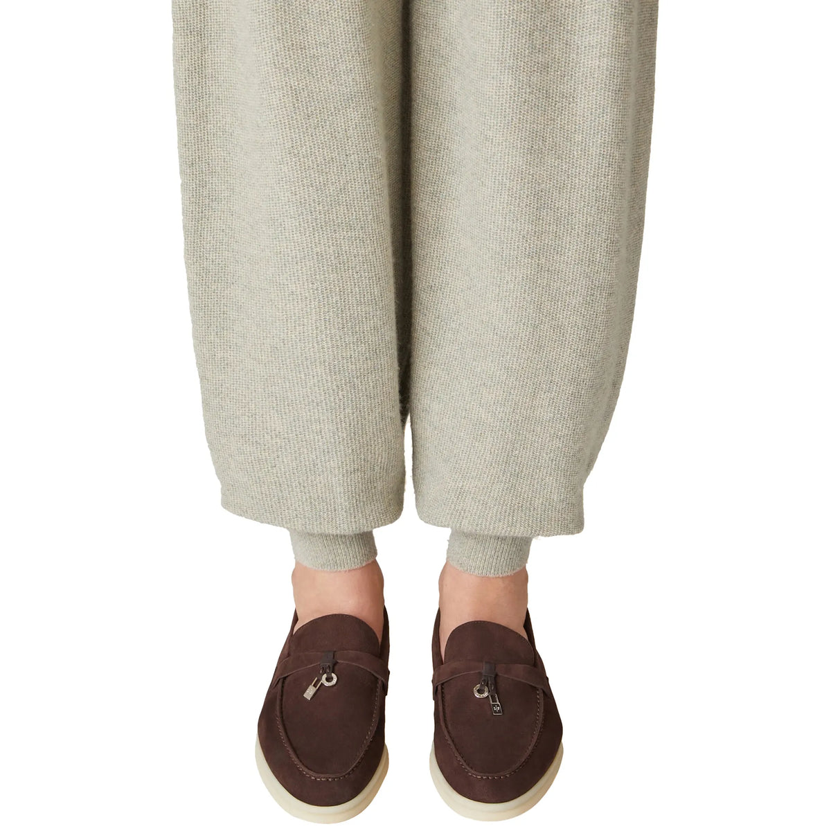 Loro Piana Summer Charms Walk Suede Chocolate Loafers
