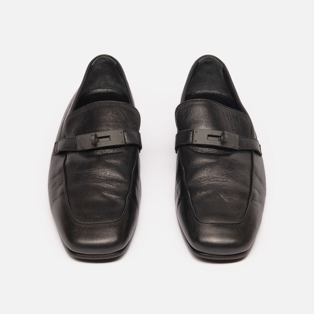 Hermes All Black Turnlock Loafer