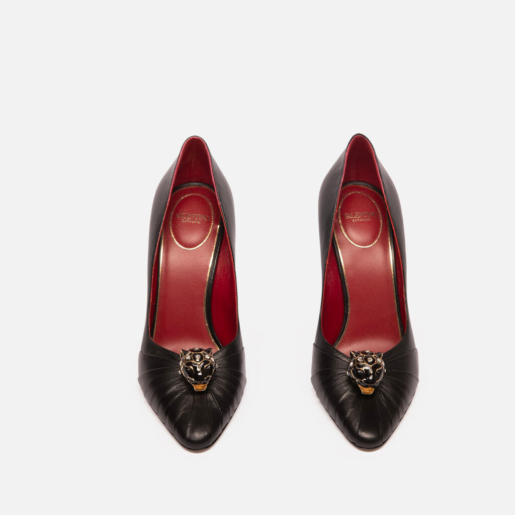 Valentino Black Leather Pas de Chat Pumps
