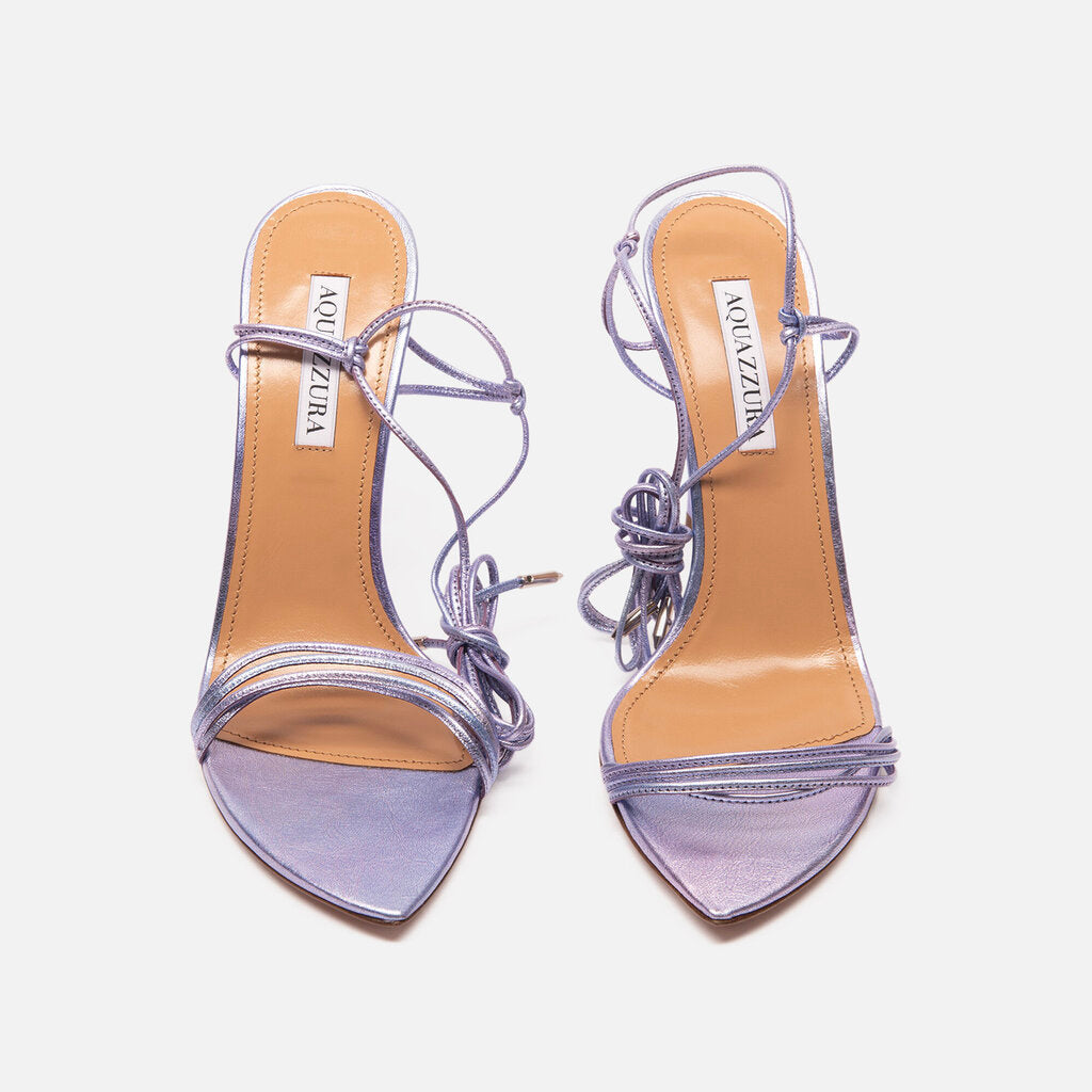 Aquazzura Purple Leather Ankle-Wrap Heeled Sandals