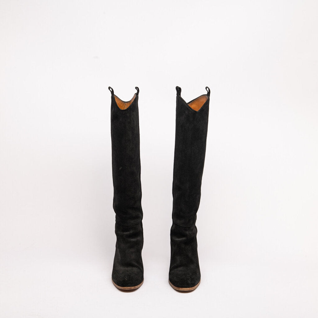 Barneys New York Black Suede Heeled Boots