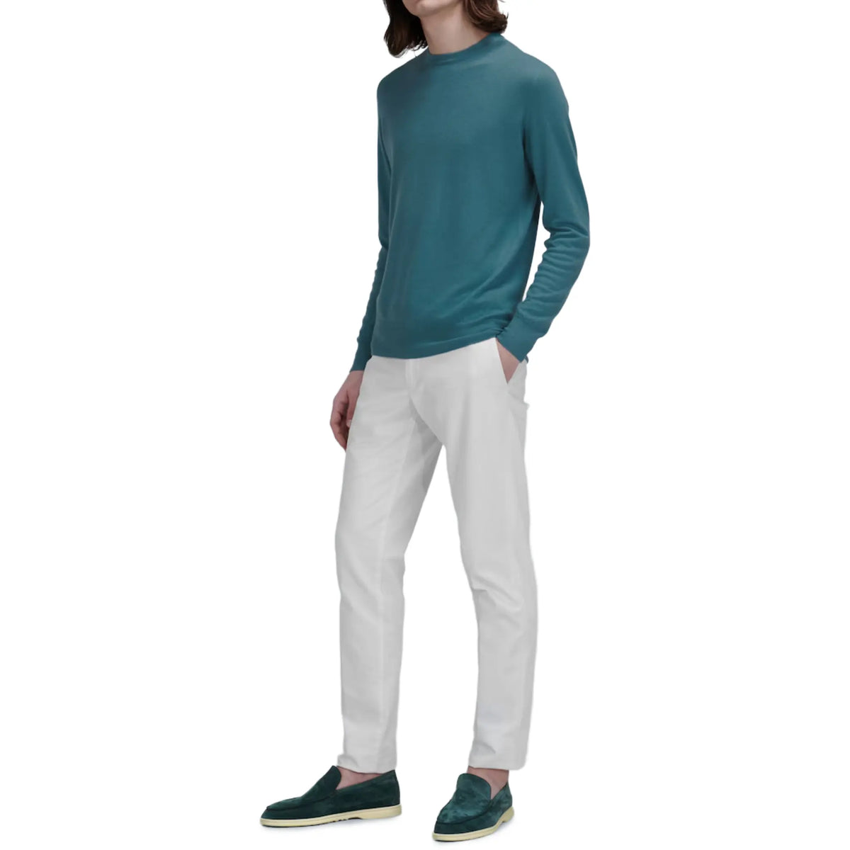Loro Piana Summer Walk Suede Petrol Green Loafers