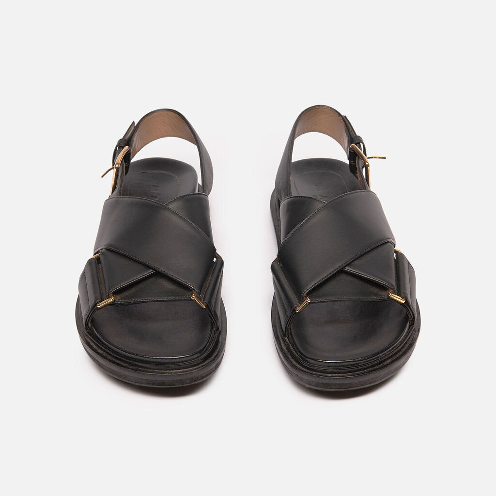 Marni Leather Sandals With Gold Detail