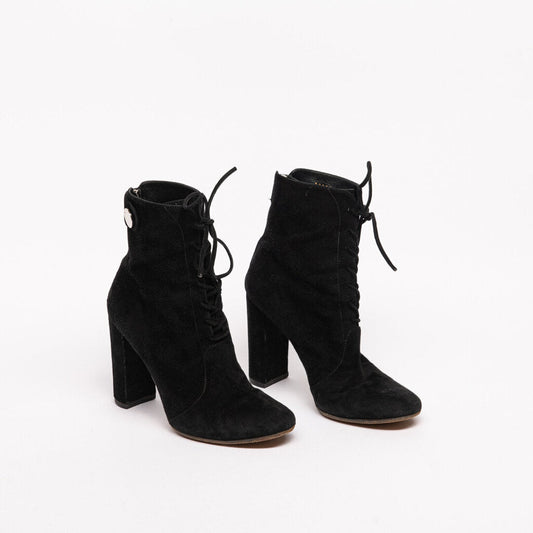 Gianvito Rossi Black Suede Lace-Up Boot