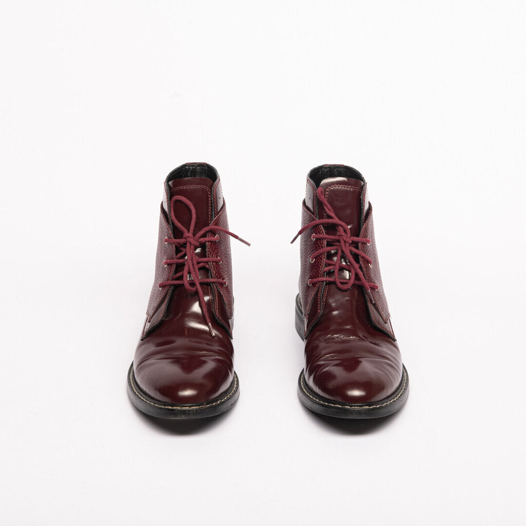 Maison Margiela Red Leather Lace-Up Ankle Boot