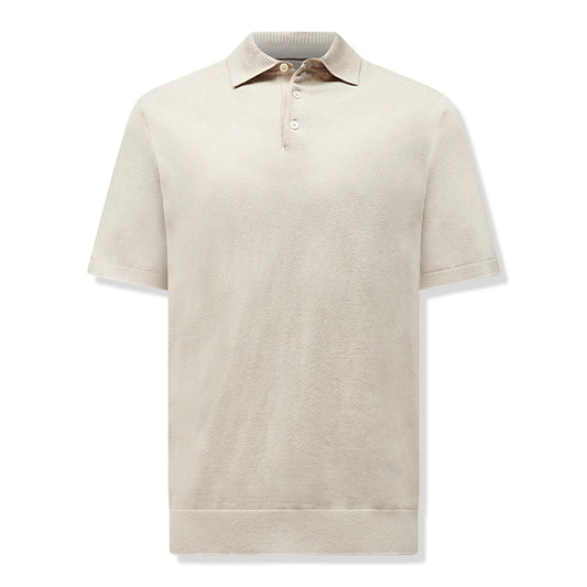 Peckham Rye Ocean Textured Knit Peyote Polo Shirt