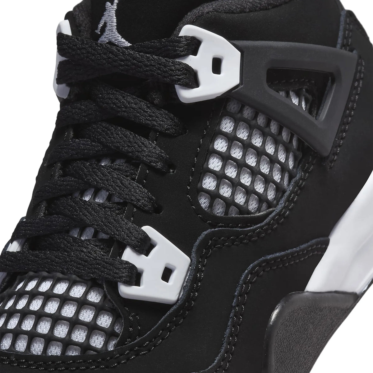 Air Jordan 4 Retro White Thunder (PS) Sneakers - Black