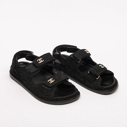 Chanel Black Sparkle Dad Sandal