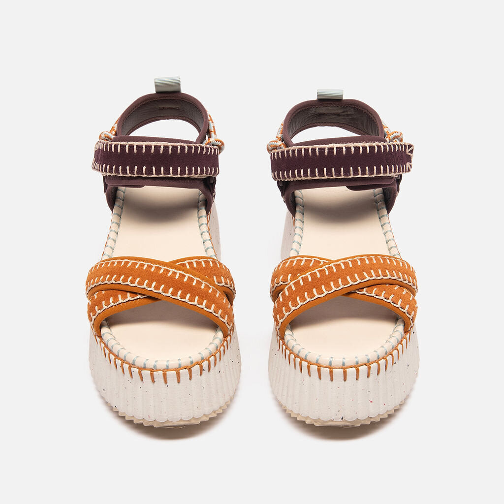 Chloe Purple & Brown Stitched Sandal