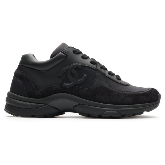 Chanel CC Logo Suede Triple Black Sneaker