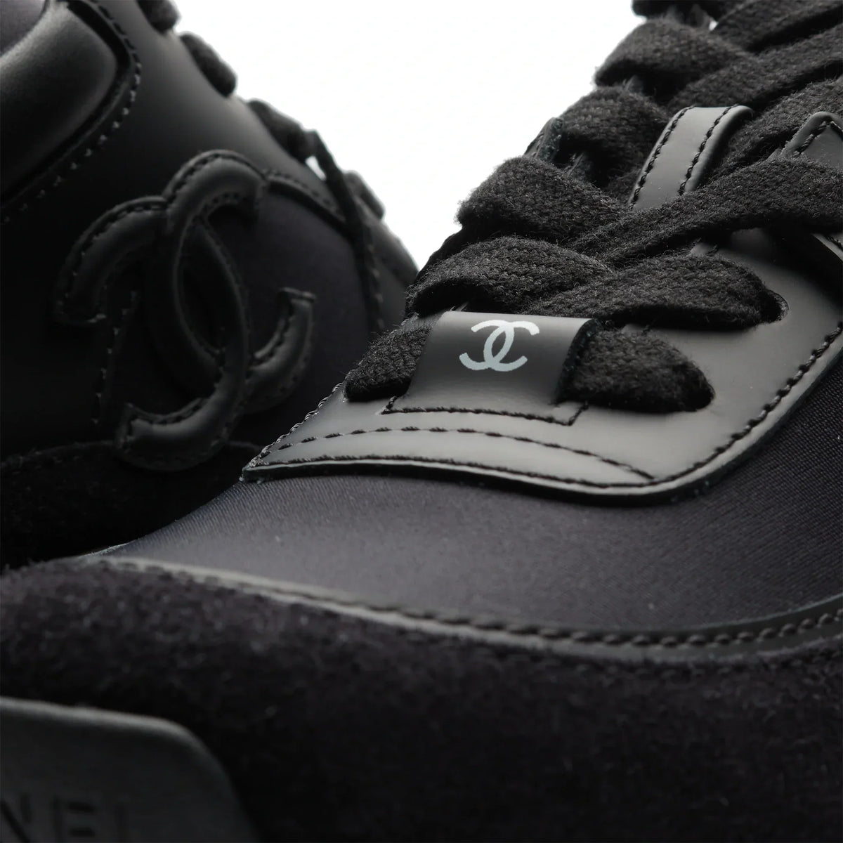Chanel CC Logo Suede Triple Black Sneaker