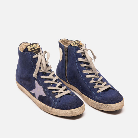 Golden Goose Blue Suede High-Top Sneaker