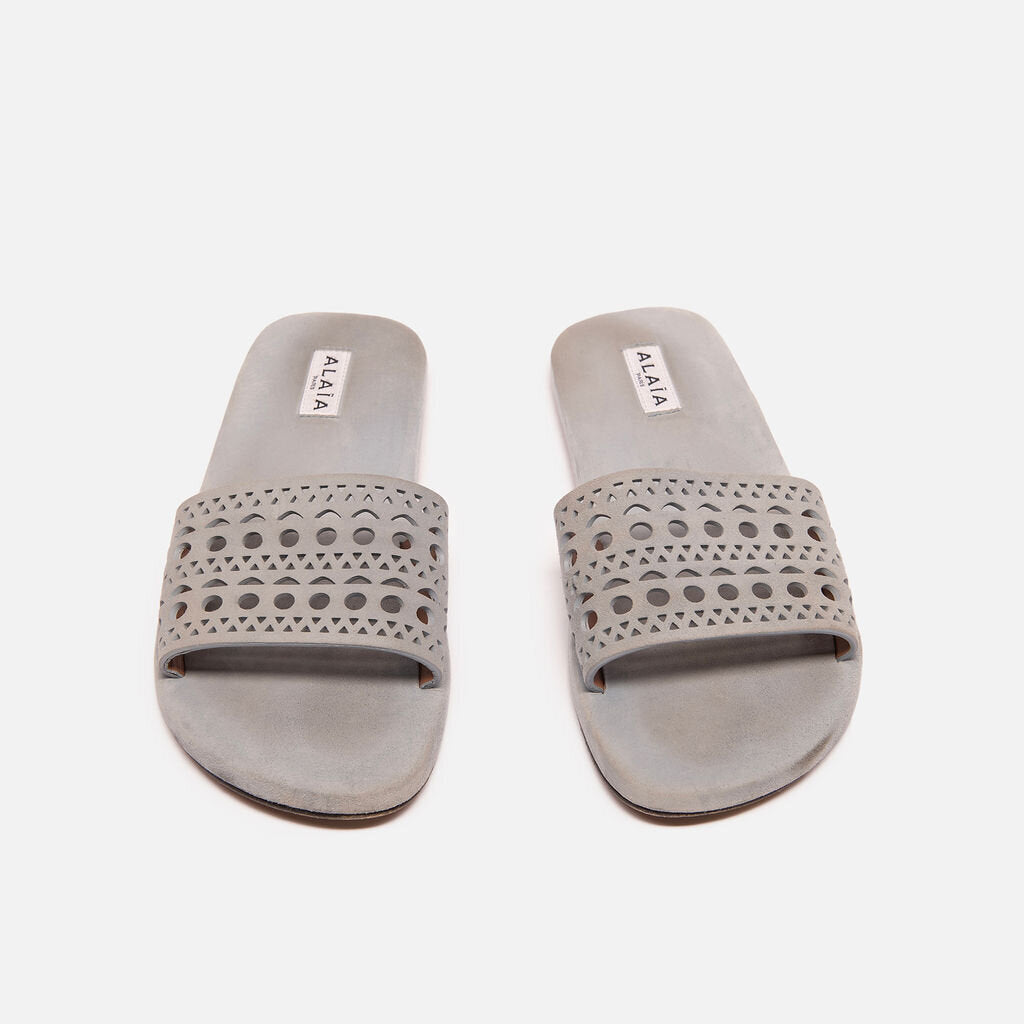 Alaia Blue Suede Cutout Sandal