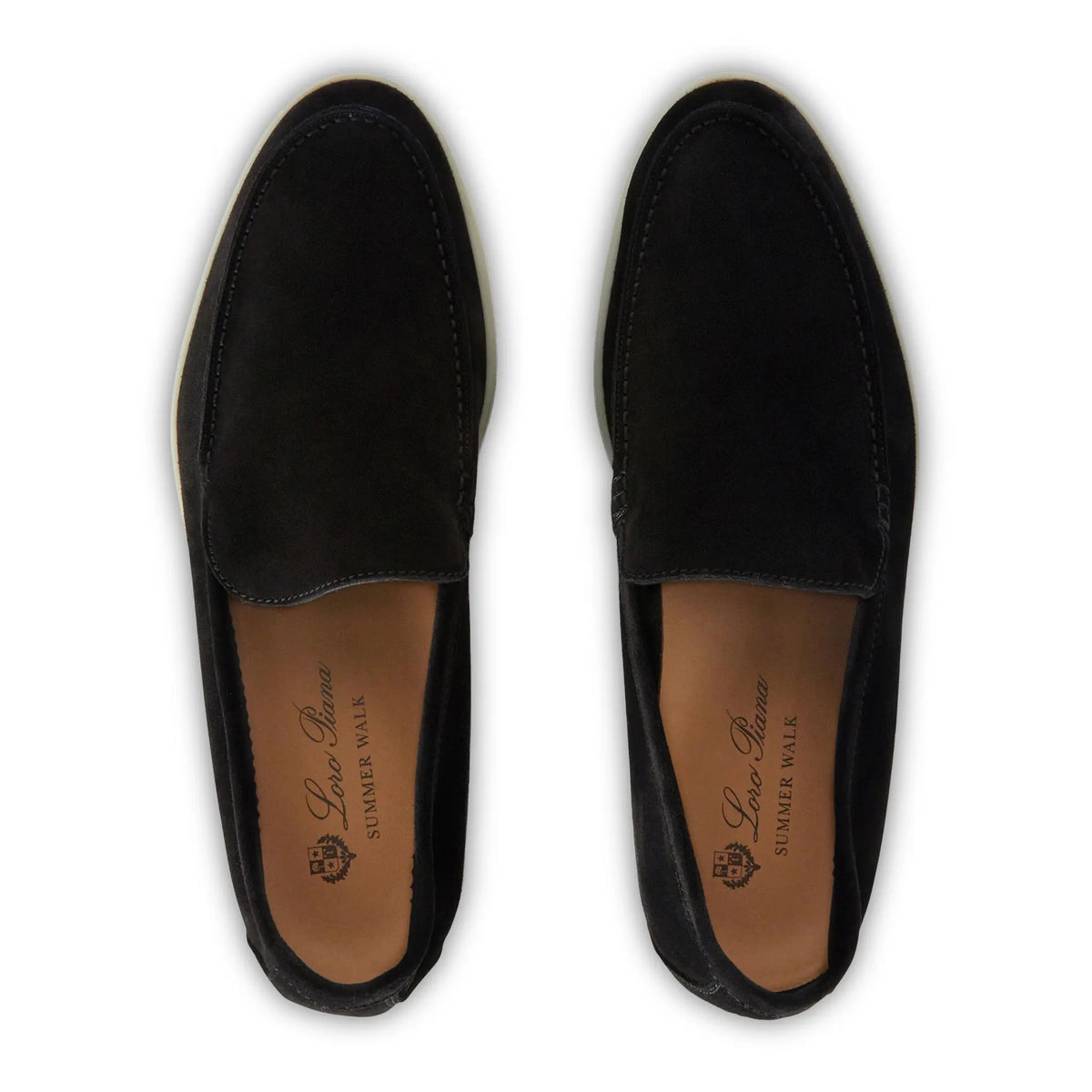 Loro Piana Summer Walk Suede Black Loafers