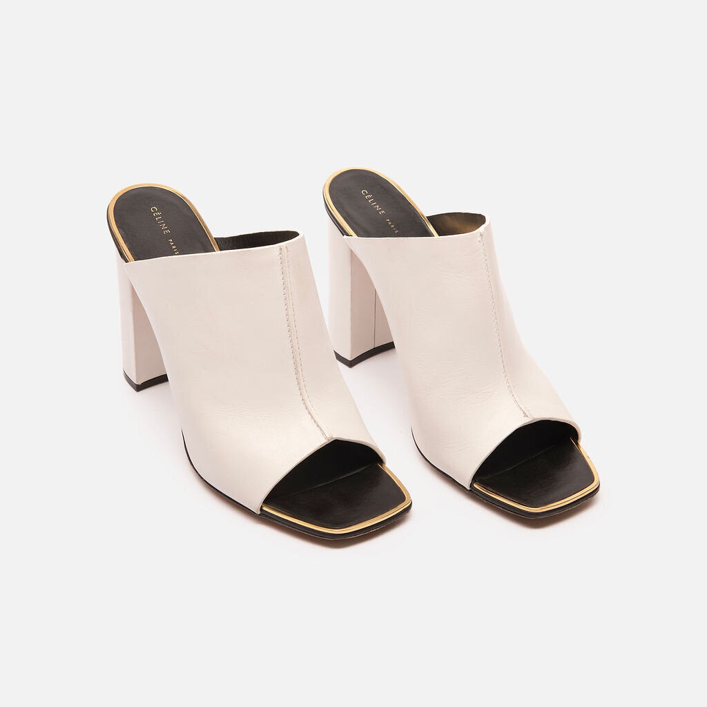 Celine White Sandal Pumps