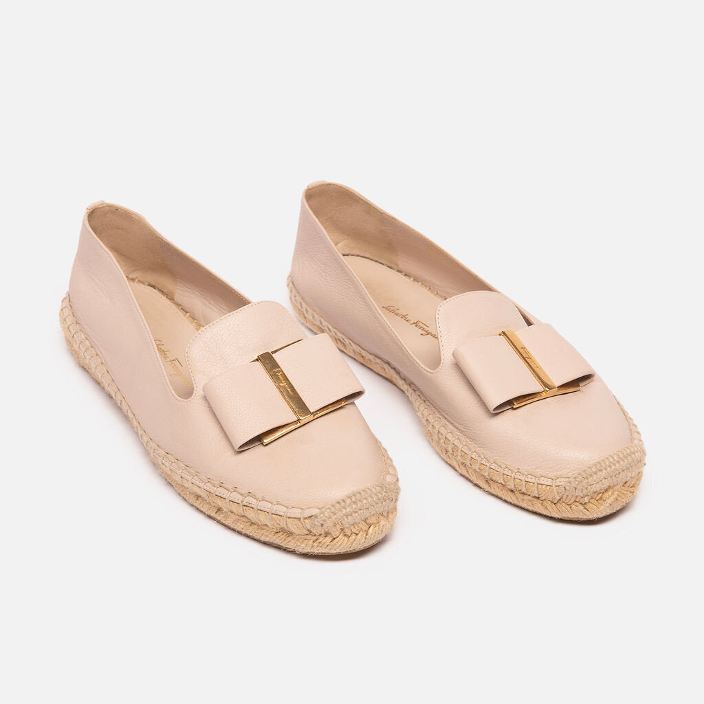 Salvatore Ferragamo Ferragamo Pink Leather Espadrille