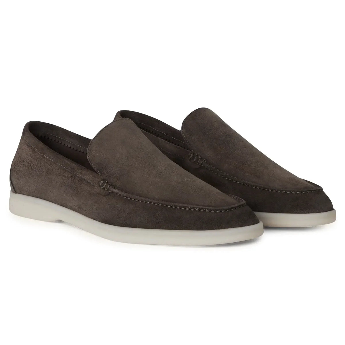 Loro Piana Summer Walk Suede Warm Grey Loafers