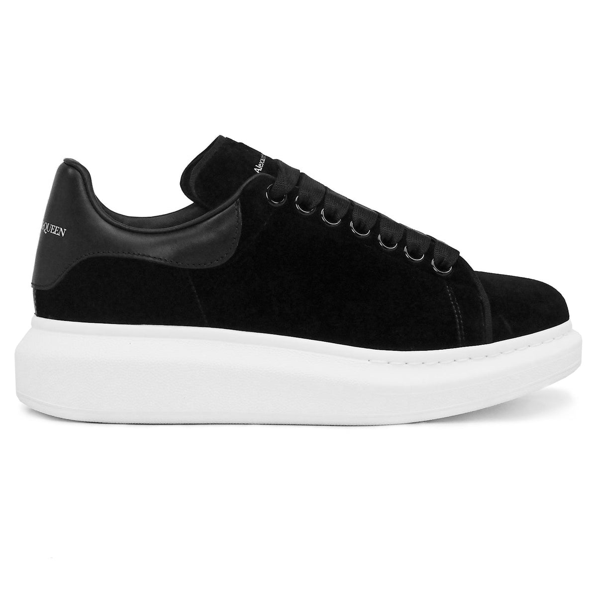 Alexander Mcqueen Raised Sole Black Velvet Trainers - Women's