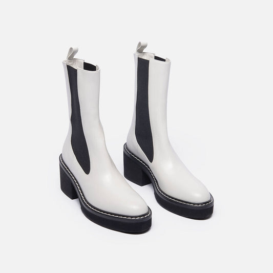 Khaite White Leather Chelsea Boots