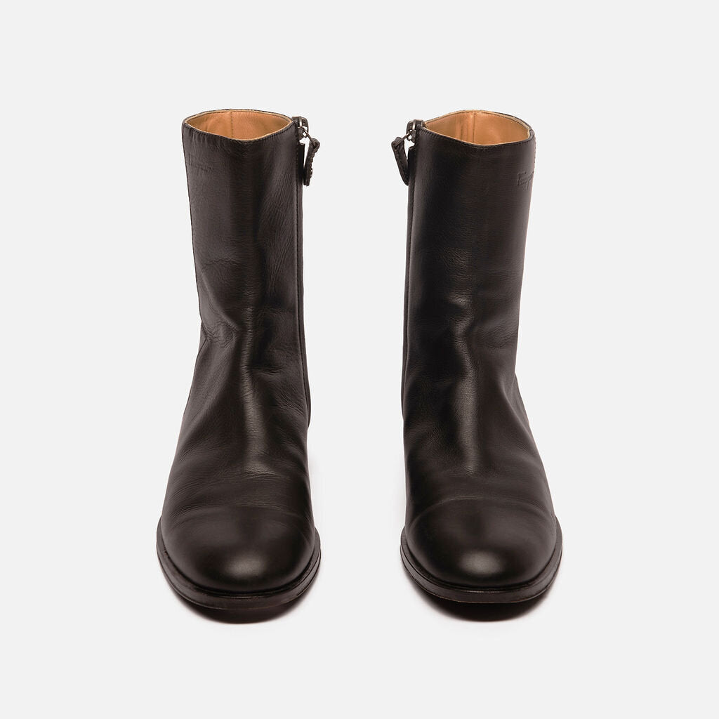 Salvatore Ferragamo Black Leather Ankle Boots