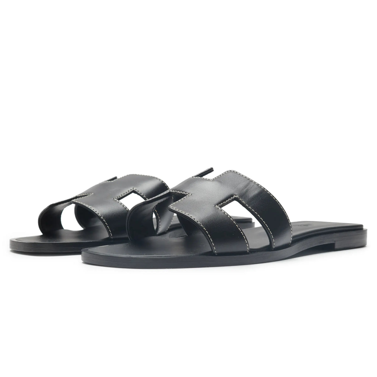 Hermes Paris Oran Black Sandal (Minor Dents)