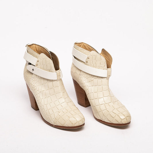 Rag & Bone Ivory Alligator Print Ankle Booties