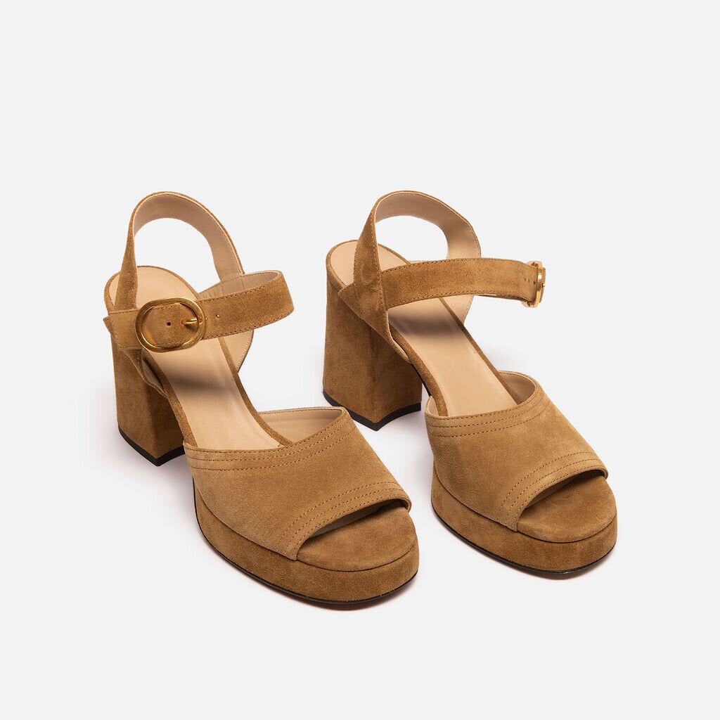 Valentino Tan Suede Platform Heels